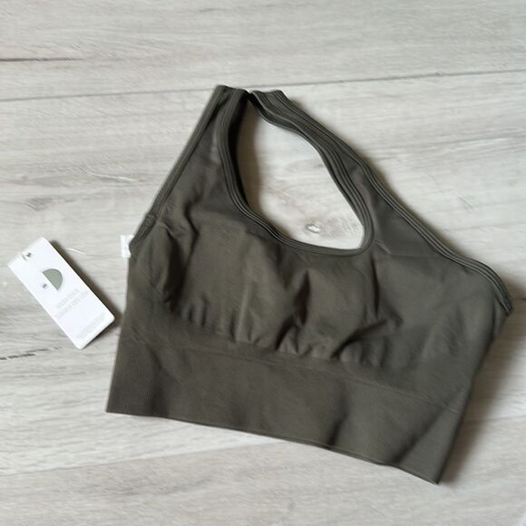Fegari active Olive Crop Top One-shoulder M NWT in packaging‎ - Picture 4 of 5